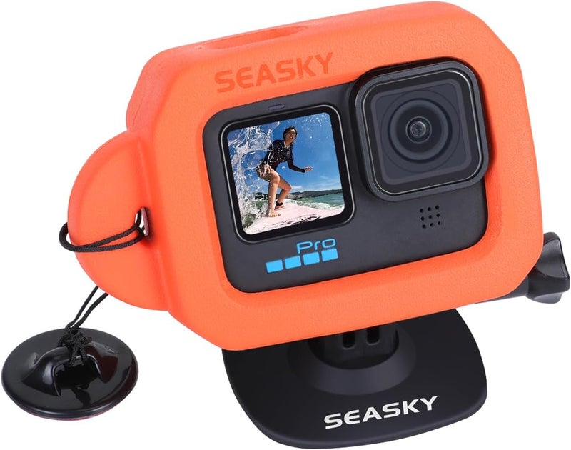SEASKY Floating Floaty Protector Case & A1 Flexible Adhesive Mount Kit Accessories for Gopro Hero 13/12/11//10/9 Black Sports Action Camera - Image 1